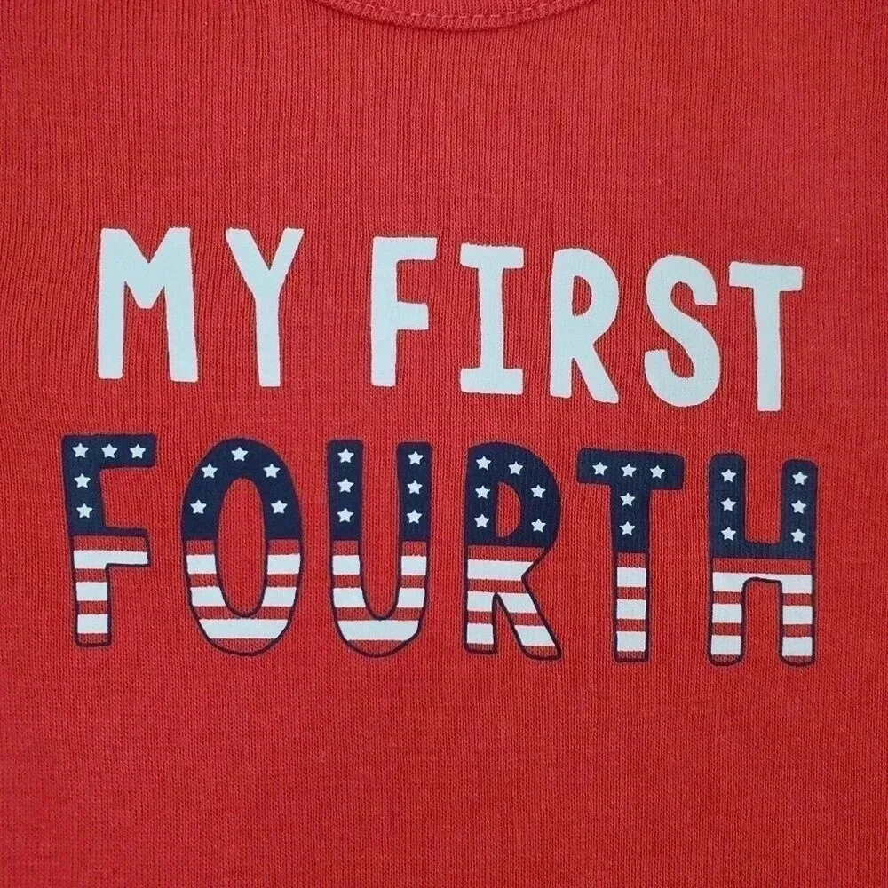 12m Baby Unisex First Fourth Of July One-piece bodysuit and bib Set